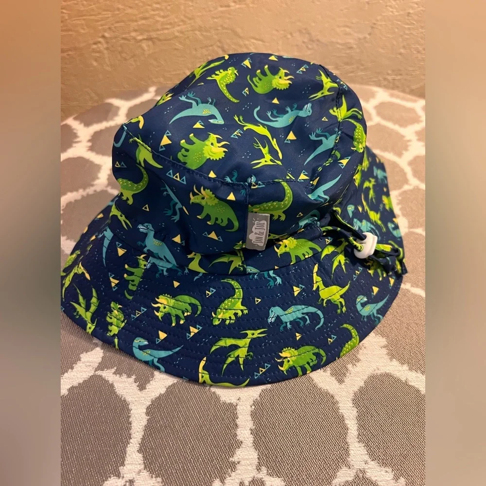 Kids Dinosaur Sun Hat - Blue and Green